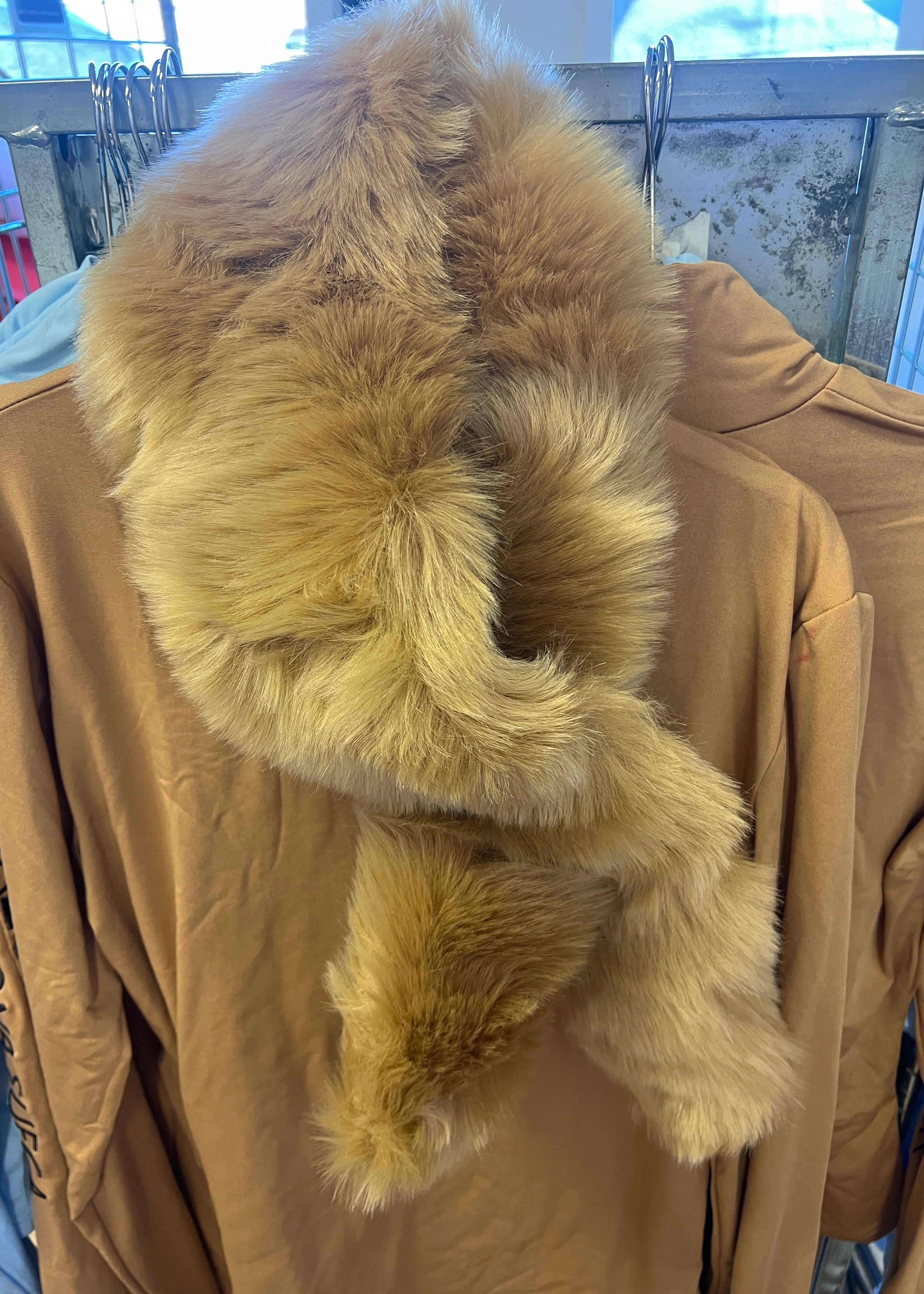 Faux Fur Scarf Beige