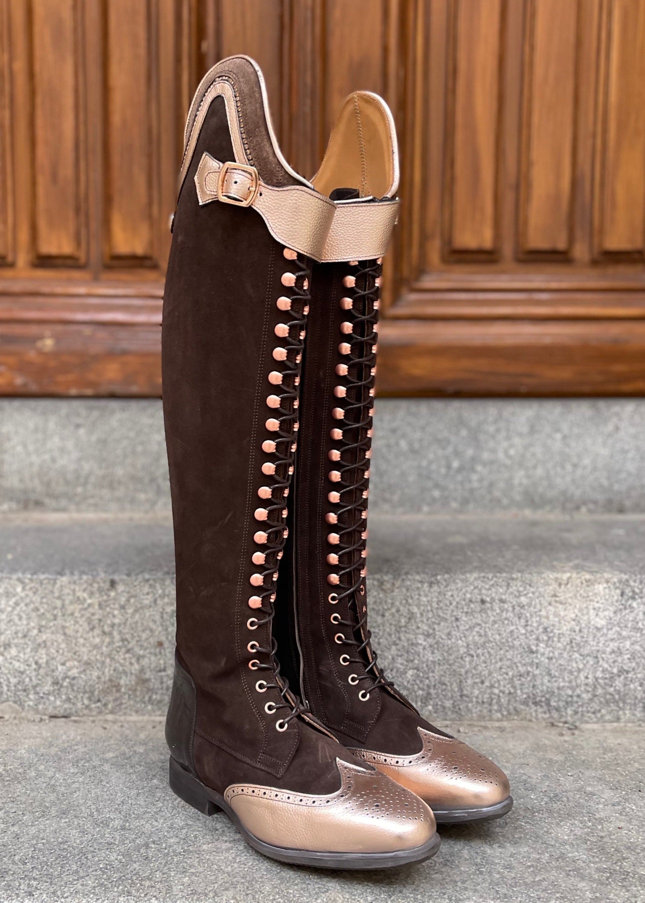 BIA DRESSAGE - Dark Brown Suede/Rosé/Brown Shimmer - Size 39/37/49