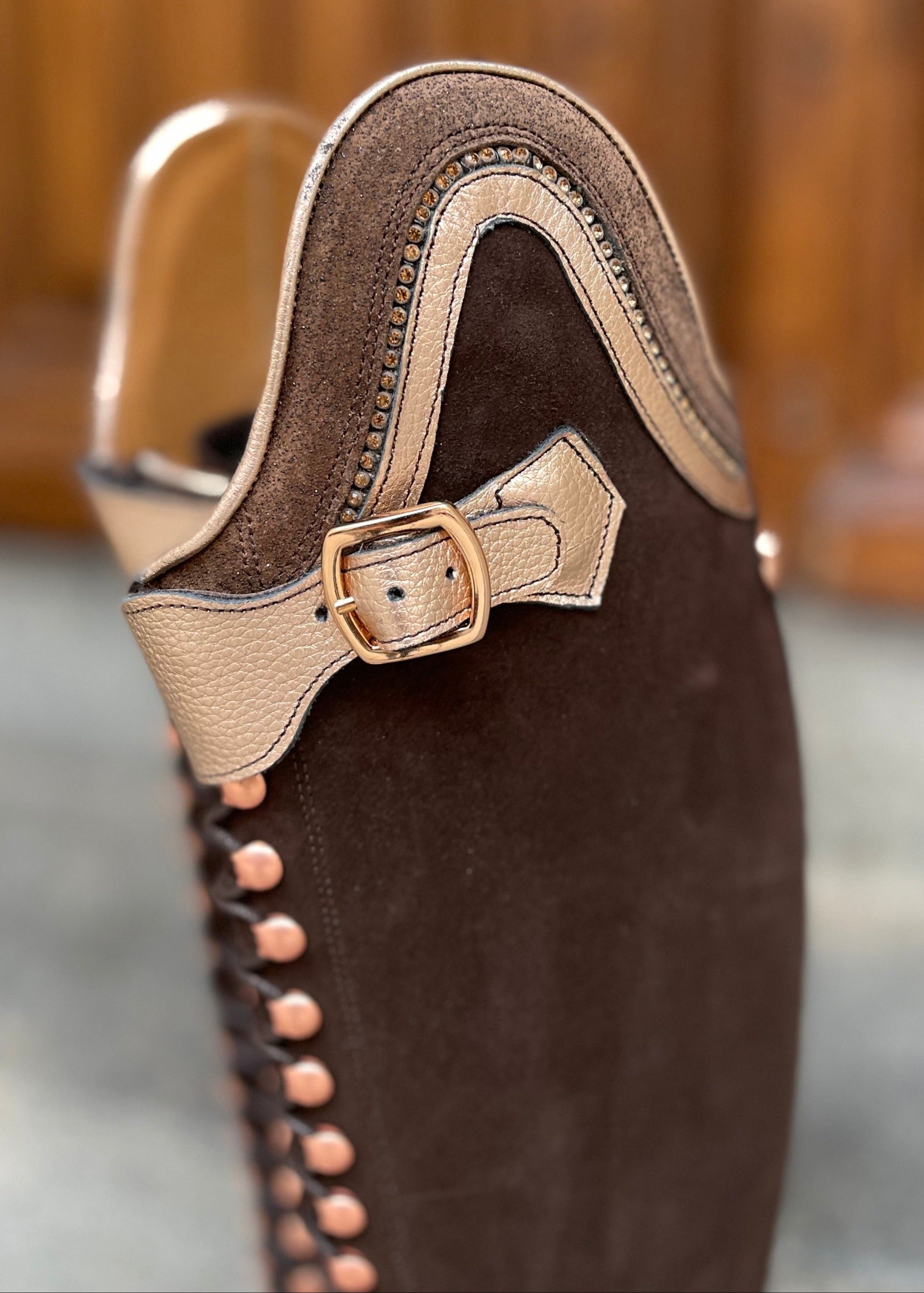 BIA DRESSAGE - Dark Brown Suede/Rosé/Brown Shimmer - Size 39/37/49