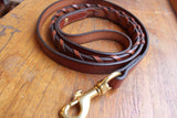 Laced Leather Leash in Oakbark