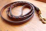 Laced Leather Leash in Oakbark