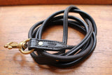 Rolled Leather Dog Leash in Black