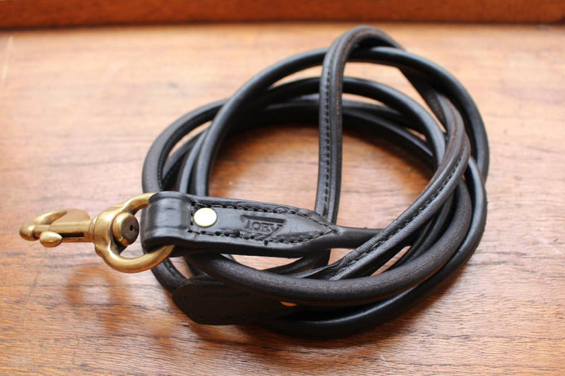 Rolled Leather Dog Leash in Havanna