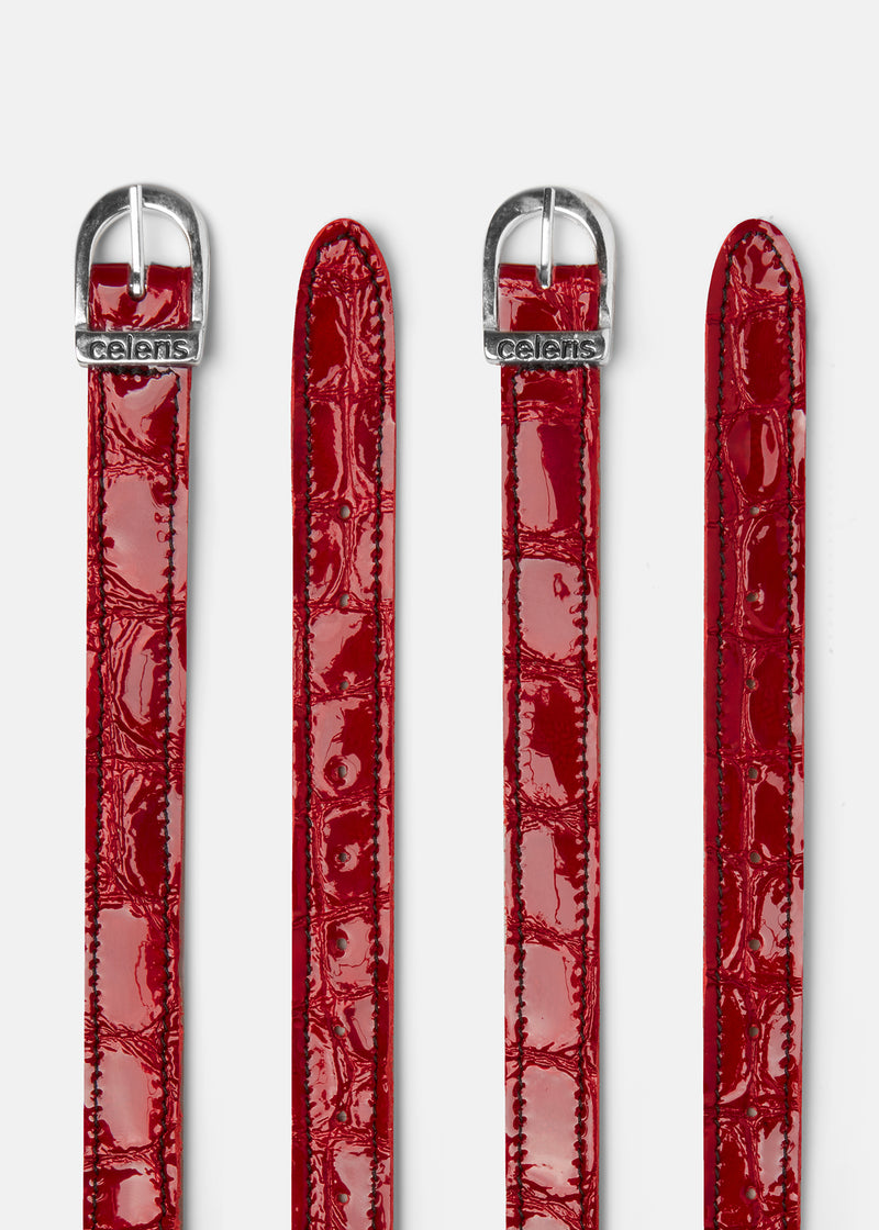 Spur Straps Red Faux Croco Gloss