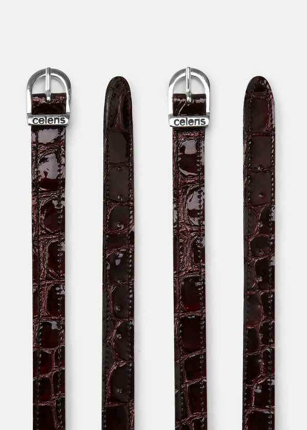 Spur Straps Bordeaux Faux Croco Gloss