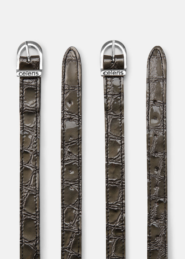 Spur Straps Grey Faux Croco Gloss