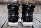 Winter Sneakers Black Faux Croco Gloss
