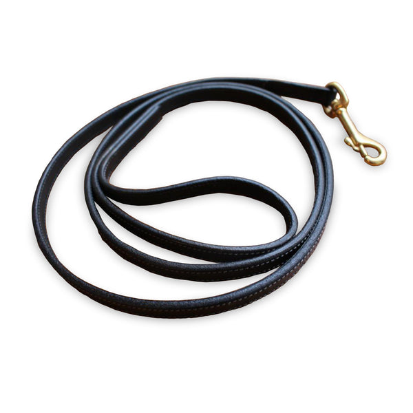 Flat leather leash in Black