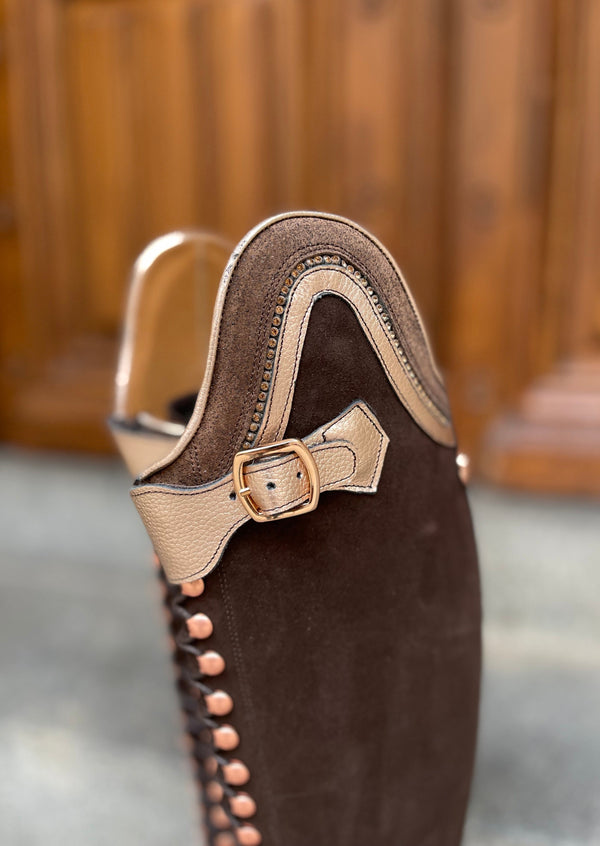 BIA DRESSAGE - Dark Brown Suede/Rosé/Brown Shimmer - Size 39