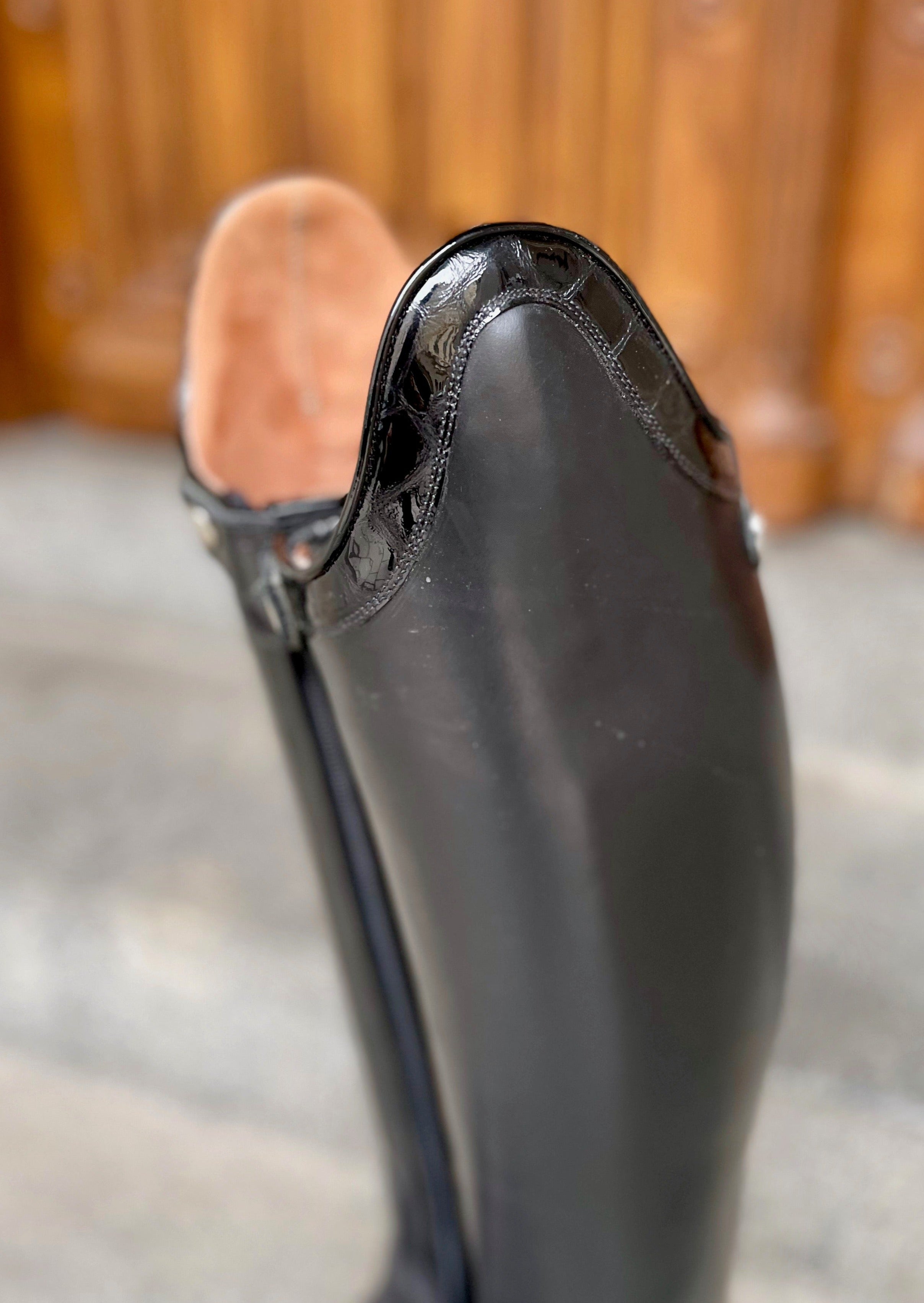 AMAZONA DRESSAGE - Polished Black/Black Faux Croco Gloss - Size 40-40,5/34-35/51
