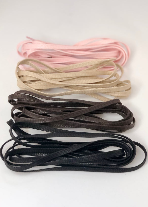 Bootlaces 240 cm Flat Waxed Cotton Black