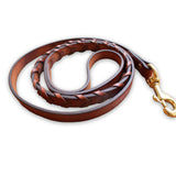 Laced Leather Leash in Oakbark