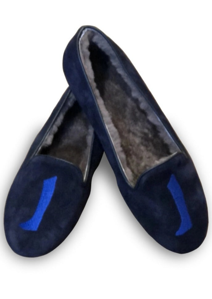 slippers sheepskin | tofflor fårull, Products AUGUSTA SHEEPSKIN Navy Suede