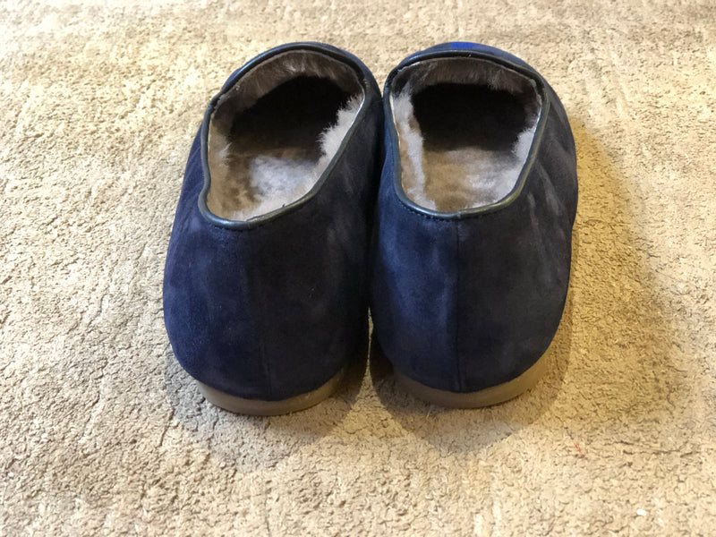 slippers sheepskin | tofflor fårull, Products AUGUSTA SHEEPSKIN Navy Suede