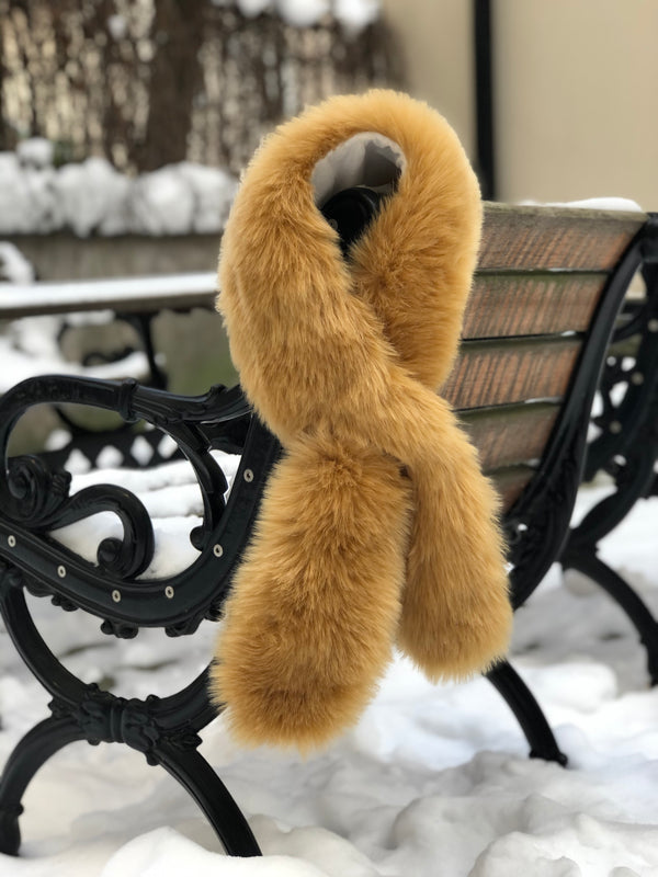 Faux Fur Scarf Beige