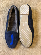 slippers sheepskin | tofflor fårull, Products AUGUSTA SHEEPSKIN Navy Suede