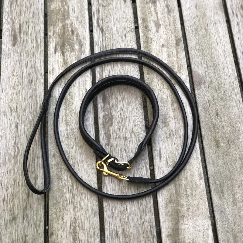 Padded Rolled Dog Leash Black