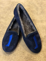 slippers sheepskin | tofflor fårull, Products AUGUSTA SHEEPSKIN Navy Suede