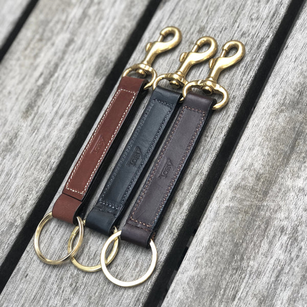 Keyring Strap With Brass Snap in Black