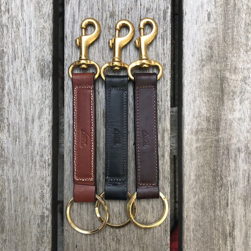 Keyring Strap With Brass Snap in Black